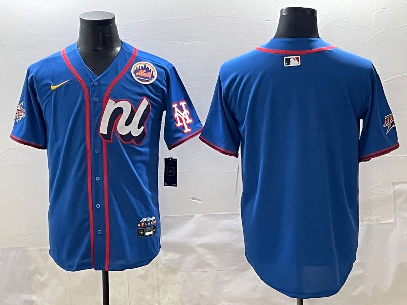 Men 2025 New York Mets Blank Blue All star Blank Blue Nike MLB Jersey style 2->new york mets->MLB Jersey